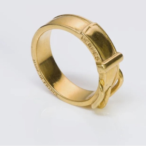 Authentic HERMES Gold Plated Belt Buckle Scarf Ring - Vintage - Picture 3 of 9